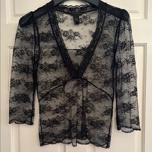 The Limited Black Sheer Lace Top Sz SM